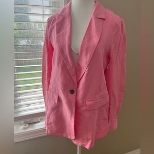 [M/L]Kate By Laltramoda Women's Pink Linen Blend Light Blazer
